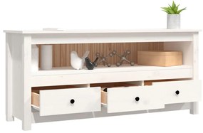 vidaXL Έπιπλο Τηλεόρασης Λευκό 114x35x52 εκ. από Μασίφ Ξύλο Πεύκου