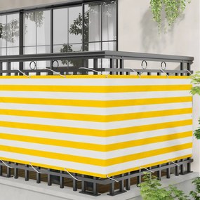 vidaXL Οθόνη Μπαλκονιού Κίτρινο και Λευκό 100 x 200 cm Ύφασμα Όξφορντ