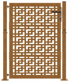 vidaXL Πύλη κήπου 105x130 cm Σταυρός σχεδιασμού από διαβρωμένο χάλυβα
