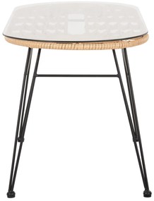 ΤΡΑΠΕΖΙ ΟΒΑΛ ΧΑΜΗΛΟ ALLEGRA  ΜΠΕΖ WICKER-ΜΑΥΡΟ ΜΕΤΑΛΛΟ 100x45x51,5Υεκ.