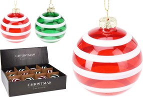 JK Home Décor - Μπάλα με Ρίγες Γυάλινη 8cm 2Σχδ