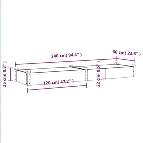 Ζαρντινιέρα Υπερυψ. με Επένδυση 240x60x25 εκ. Μασίφ Ξύλο Ελάτης - Καφέ