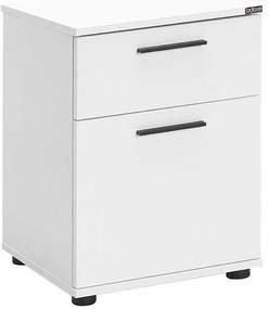 Lh-homefurniture Κομοδίνο Λευκό με Συρτάρι και Ντουλάπι Λευκό 40x57x41cm AD_KMD-611-BB-1 AD_KMD-611-BB-1