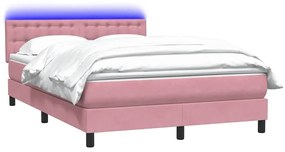 Κρεβάτι Boxspring με Στρώμα Ροζ 160x210 εκ. Βελούδινο - Ροζ