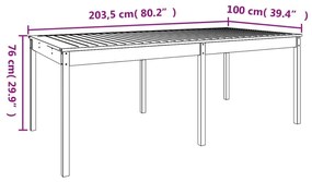 Τραπέζι κήπου 203,5x100x76 cm Douglas από μασίφ ξύλο - Καφέ