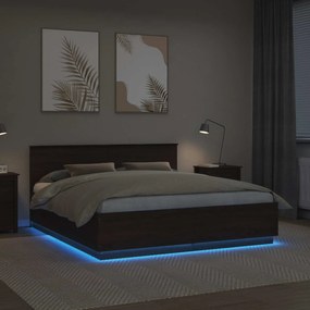 vidaXL Σκελετός Κρεβατιού Καφέ δρυς 200 x 200 cm Επεξεργασμένο ξύλο