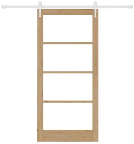 vidaXL Ολισθητή Πόρτα Χειροκίνητος Καφέ 93 x 202 cm Ξύλο και μέταλλο