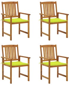 3061190 vidaXL Καρέκλες Κήπου 4 τεμ. από Μασίφ Ξύλο Ακακίας με Μαξιλάρια Πράσινο, 1 Τεμάχιο