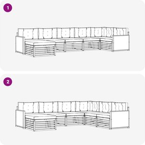 vidaXL Σειρά Καναπέ Εξωτερικού με μαξιλάρι 7 pcs Φυσικό και Ανθρακί