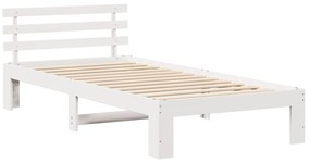 vidaXL Κρεβάτι Από Ξύλο Πεύκου Λευκό Ξύλο 80 x 200 cm Λευκό Κρεβάτι