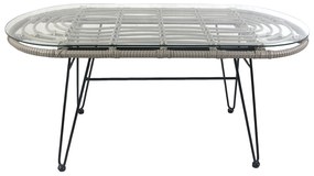 Τραπέζι Κήπου ArteLibre ARRIUS Γκρι/Μαύρο Μέταλλο/Rattan/Γυαλί 100x45x46cm