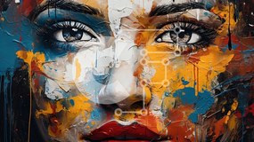 Intra Συλλεκτικό Ξύλινο Παζλ Plywood 4mm - Πολύχρωμο έργο τέχνης Face Painting με μπογιά που στάζει Σε Ξύλινο Κουτί - Διαστάσεις Puzzle: 10x10 cm – 25 κομμάτια