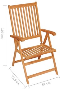 Καρέκλες Κήπου 6 τεμ. από Μασίφ Ξύλο Teak &amp; Γκρι Καρό Μαξιλάρια - Πολύχρωμο