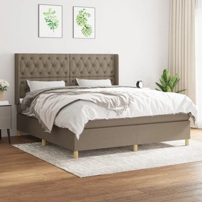 Κρεβάτι Boxspring με Στρώμα Taupe 160x200 εκ. Υφασμάτινο