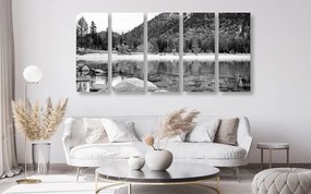 Λίμνη με εικόνα 5 τμημάτων στην όμορφη φύση σε ασπρόμαυρο - 200x100