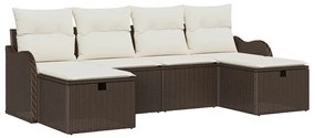 vidaXL Σετ Καναπέ Κήπου με μαξιλάρι 6 pcs Καφέ Πολυ ράταν