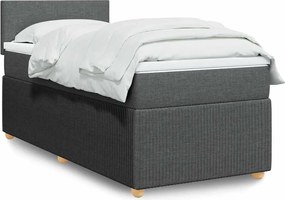 vidaXL Κρεβάτι Boxspring με Στρώμα Σκούρο Γκρι 90x200 εκ. Υφασμάτινο
