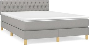 vidaXL Κρεβάτι Boxspring με Στρώμα Ανοιχτό Γκρι 140x190 εκ. Υφασμάτινο