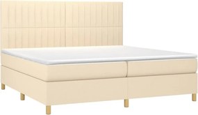 vidaXL Κρεβάτι Boxspring με Στρώμα &amp; LED Κρεμ 200x200 εκ. Υφασμάτινο