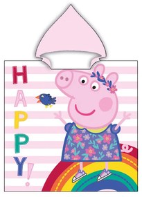 Παιδικό Πόντσο Microfiber Peppa Pig - 55 x 110 cm - Ροζ - Borea