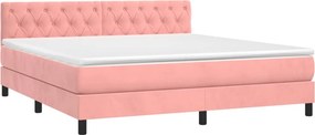 vidaXL Κρεβάτι Boxspring με Στρώμα Ροζ 160x200 εκ. Βελούδινο