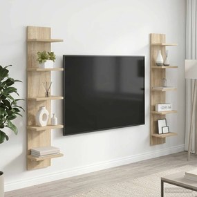 vidaXL Ράφι Τοίχου 2 τμχ. Sonoma Δρυς 22 x 15 x 100 εκ