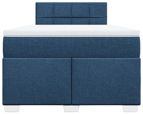 Κρεβάτι Boxspring με Στρώμα Μπλε 120x200 εκ. Υφασμάτινο - Μπλε