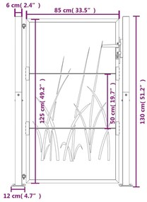 Πύλη Κήπου με Σχέδιο Γρασίδι 105 x 130 εκ. από Ατσάλι Corten - Καφέ