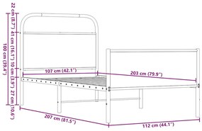 Πλαίσιο Κρεβατιού Χωρ. Στρώμα Καφέ Δρυς 107x203 εκ Επ. Ξύλο - Καφέ