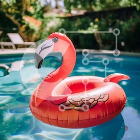 Intra Συλλεκτικό Ξύλινο Παζλ Plywood 4mm - Φουσκωτό Flamingo σε πισίνα Σε Ξύλινο Κουτί - Διαστάσεις Puzzle: 10x10 cm – 25 κομμάτια