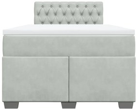 vidaXL Κρεβάτι Boxspring με Στρώμα Ανοιχτό Γκρι 120x190 εκ. Βελούδινο