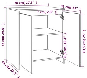 Μπουφές Λευκός 70x41x75 εκ. από Επεξεργασμένο Ξύλο - Λευκό