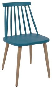 Καρέκλα Lavida Μεταλλική Φυσικό/PP Μπλε 43x48x77cm (Σετ 4 ΤΕΜ)
