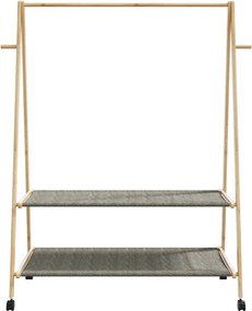 vidaXL Ράφι ρούχων με ράφια και ρόδες 132x45,5x155,5 εκ.Μπαμπού