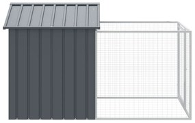 vidaXL Σπιτάκι Σκύλου με Αυλή Ανθρακί 117x201x123 εκ. Γαλβαν. Χάλυβας