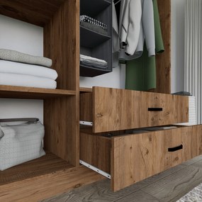 Ντουλάπα Ρούχων - Yaman - Χρώμα Καρυδί - 120x45x181εκ