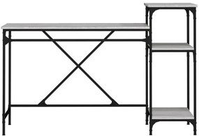vidaXL Γραφείο με Ράφια Γκρι Sonoma 135x50x90 εκ. Επεξ. Ξύλο/Σίδηρος