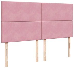 vidaXL Κρεβάτι Boxspring με Στρώμα Ροζ 200x200 εκ. Βελούδινο