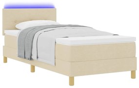 vidaXL Κρεβάτι με ελατήρια με στρώμα Κρεμ 80 x 200 cm ύφασμα