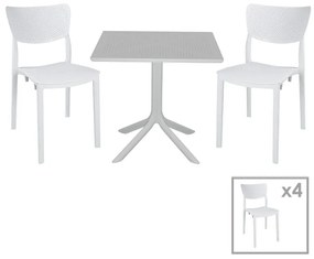 Τραπεζαρία κήπου Groovy-Ignite pakoworld σετ 5τεμ PP λευκό 80x80x74,5εκ.