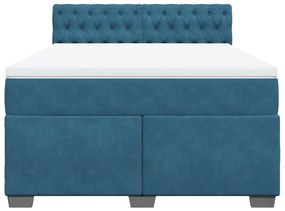 vidaXL Κρεβάτι Boxspring με Στρώμα Μπλε 160x200 εκ. Βελούδινο