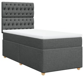 ΚΡΕΒΑΤΙ BOXSPRING ΜΕ ΣΤΡΩΜΑ ΣΚΟΥΡΟ ΓΚΡΙ 100X200 ΕΚ. ΥΦΑΣΜΑΤΙΝΟ 3291199