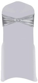 vidaXL Κορδέλα Καρέκλας Ελαστική 25 τεμ. Ασημί με Διαμαντένια Αγκράφα