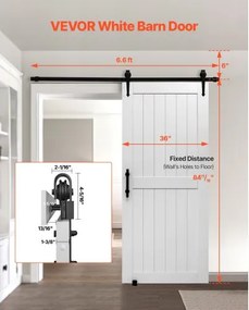 VEVOR Sliding Barn Door with Hardware Kit 914 x 2134mm MDF Panel PVC Surface