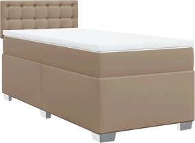 vidaXL Κρεβάτι Boxspring με Στρώμα Καπουτσίνο 90x200εκ.από Συνθ. Δέρμα