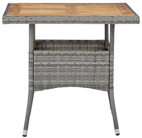 vidaXL Τραπεζαρία Εξωτ. Χώρου Γκρι από Συνθ. Ρατάν/Μασίφ Ξύλο Ακακίας