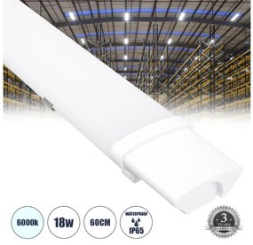 Γραμμικό Βιομηχανικό Φωτιστικό Tri-Proof 18W 6000K Λευκό 60161 Globostar-60161-Λευκό 60161