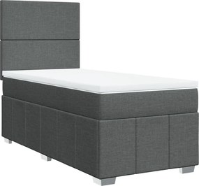 vidaXL Κρεβάτι Boxspring με Στρώμα Σκούρο Γκρι 90x190 εκ. Υφασμάτινο
