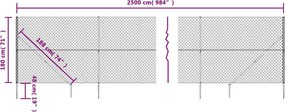 vidaXL Συρματόπλεγμα Περίφραξης Ανθρακί 1,8 x 25 μ. με Καρφωτές Βάσεις