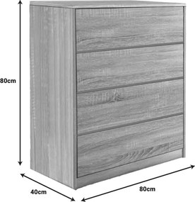 Συρταριέρα Kuanger pakoworld mdf σε φυσική απόχρωση 80x40x80εκ